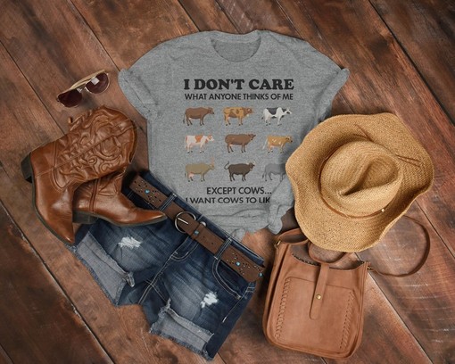 I Don't Care Except Cows Unisex Tees, Funny Cow Shirt, Sarcastic Animal Tee, Moo Cow Top, Country Girl Shirt - Image 3