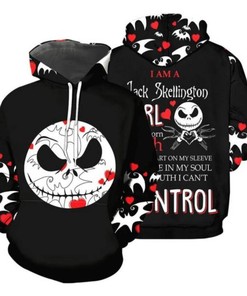 I am a Jack Skellington Girl All Over Print 3D Hoodie with Custom Name