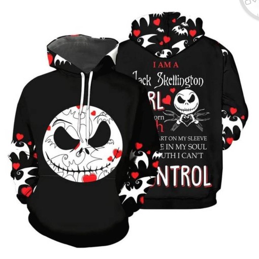 I am a Jack Skellington Girl All Over Print 3D Hoodie with Custom Name