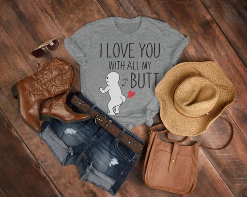 I love You With All My Butt UNISEX Tees, Valentines Couples Shirts, Valentine Gifts, Adult Humor Tee Unisex T-Shirt - Image 3