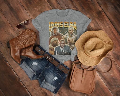 IDRIS ELBA Vintage Shirt, Elba OBE Homage Tshirt for Movie Fans, Idris Elba Fan Tees 90s Sweater - Image 3