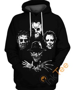 Icons Of Horror Most Scary All Over Print 3D Hoodie with Scary Print Design for Horror Fans