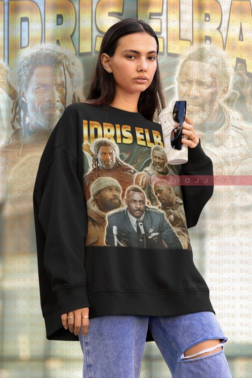 Idris Elba Retro 90s Sweatshirt, Elba OBE Homage Sweater, Fan Tees, The Wire Idris Elba Nelson Mandela Gift