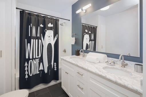 I'm A Wild One Bear Clouds Nature Print Shower Curtain for Adventure Bathroom Decor - Image 2