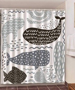 Immerse Yourself in Underwater Wildlife with Whale Shower Curtain, Marine Mammal Bathroom Curtain