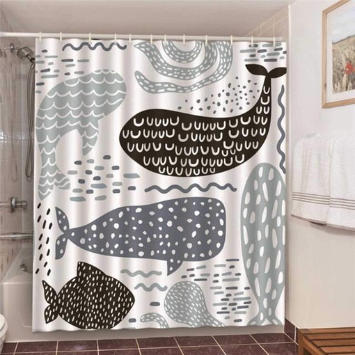 Immerse Yourself in Underwater Wildlife with Whale Shower Curtain, Marine Mammal Bathroom Curtain