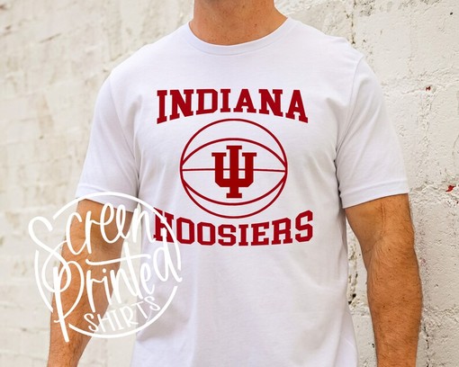 Indiana Hoosier Basketball Graphic Screen Print Shirt - NCAA Shirts for Men - Tailgate Party Fan Attire - Image 4