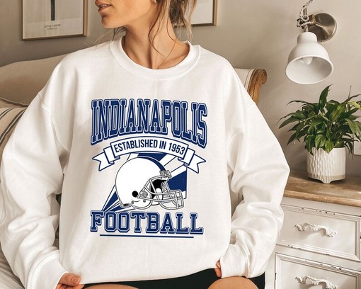 Indianapolis Football Crewneck Sweatshirt Hoodie Shirt, Retro NFL Shirt for Indianapolis Fans, NCAA Shirts for Men - Image 2