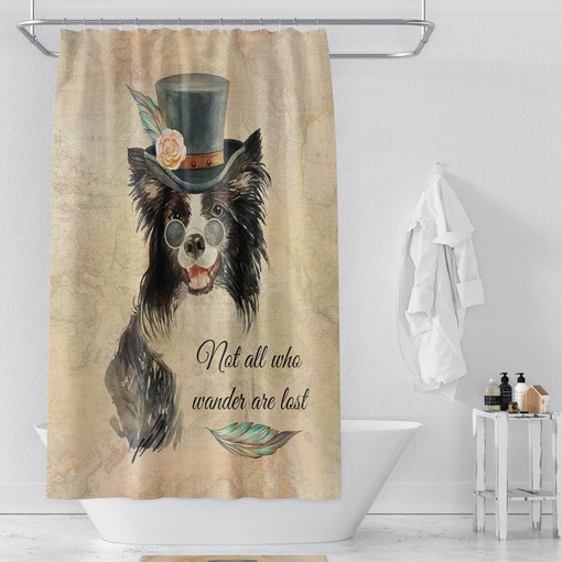 Industrial Steampunk Border Collie Shower Curtain with Matching Bath Accessories for Playful Bathroom Decor - Image 3
