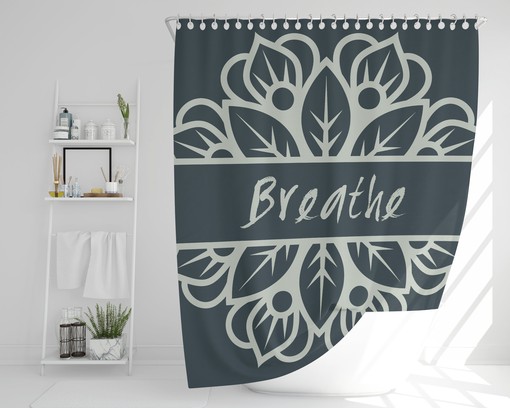 Inspirational Boho Mandala Breathe Shower Curtain / Bohemian Mindfulness Bath Print / Eclectic Home Decor Gift - Image 3