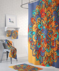 Inspirational Boho Mandala Shower Curtain / Inspirational Bohemian Bathroom Decor / Mindfulness Bath Print