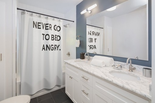 Inspirational Never Go to Bed Angry Couples Bathroom Shower Curtain for Decorative Bathroom - Image 2