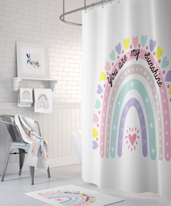 Inspirational Rainbow Hearts Shower Curtain | Optional Bath Accessories | Bathroom Decor | Customizable