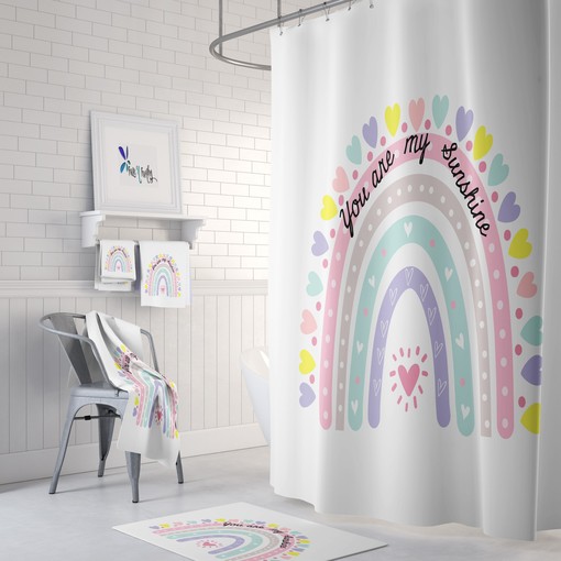 Inspirational Rainbow Hearts Shower Curtain | Optional Bath Accessories | Bathroom Decor | Customizable