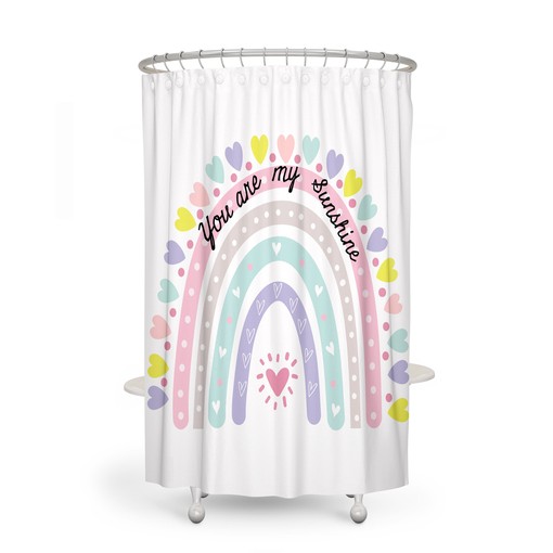 Inspirational Rainbow Hearts Shower Curtain | Optional Bath Accessories | Bathroom Decor | Customizable - Image 2