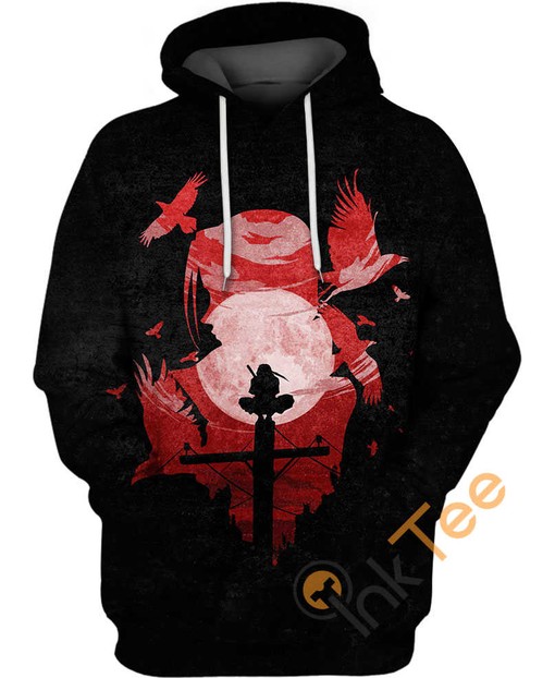 Itachi Uchiha Moon 3D Hoodie with All Over Print and Celestial Design