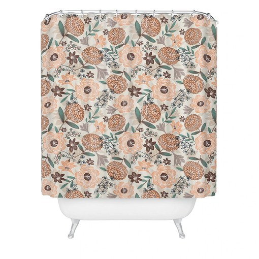 Ivory Boho Floral Shower Curtain, Elegant Fabric Bath Decor for Your Bathroom - Image 2