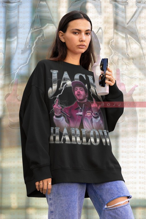 JACK HARLOW Metallic Homage Hangout Sweatshirt - Rapper Hip Hop Movie Shirts, Minimalist Movie Shirts
