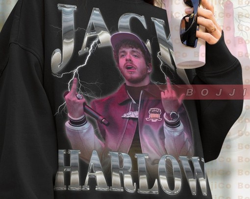 JACK HARLOW Metallic Homage Hangout Sweatshirt - Rapper Hip Hop Movie Shirts, Minimalist Movie Shirts - Image 4