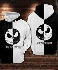 Jack Skellington 3D Hoodie with Black & White All Over Print Design