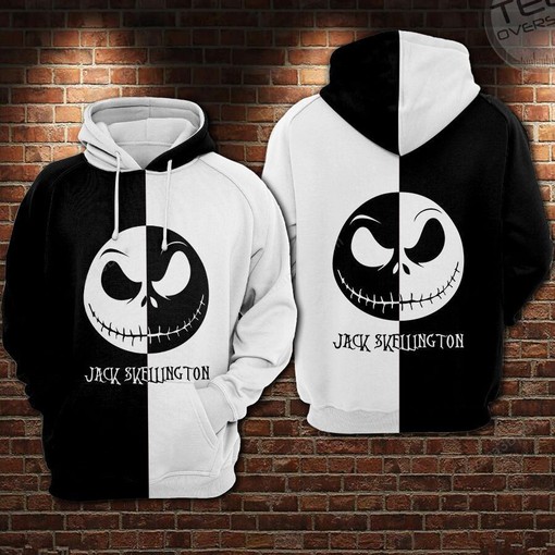 Jack Skellington 3D Hoodie with Black & White All Over Print Design