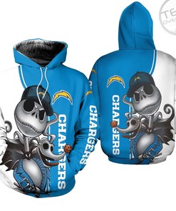 Jack Skellington And Zero 3D Hoodie All Over Print for Chargers Fans