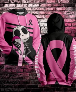 Jack Skellington Breast Cancer Awareness 3D Hoodie with Custom All Over Print Design