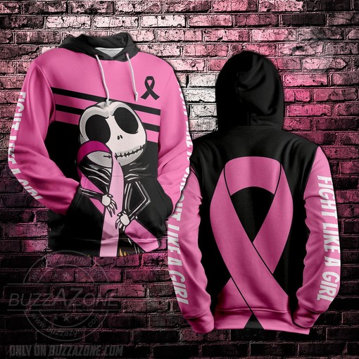 Jack Skellington Breast Cancer Awareness 3D Hoodie with Custom All Over Print Design