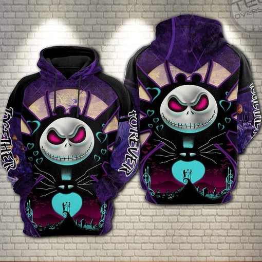 Jack Skellington Couples All-Over Printed Hoodie with All Over Print Design