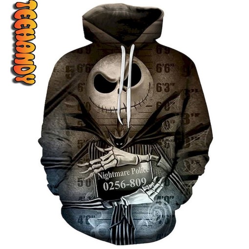Jack Skellington Nightmare Police Halloween Custom All Over Print 3D Hoodie