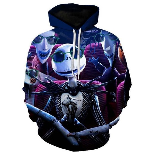 Jack Skellington and Ghost Puppy Zipper Custom All Over Print 3D Hoodie for Halloween