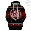 Jack Skellington and Sally Heart Christmas Pattern Red 3D Hoodie with Festive Design for Nightmare Before Christmas Fans