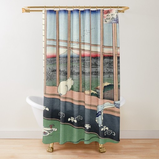 Japanese Art Cat Shower Curtain | Unique Eco-Friendly Material + Hooks | Bathroom Decor + Quotes - Image 2