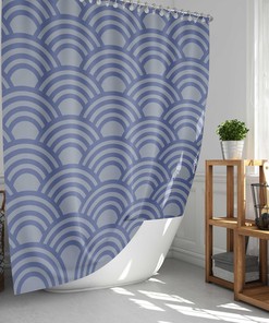 Japanese Coastal Beach Shower Curtain Set | Ocean Theme Bath Decor | Housewarming Gift