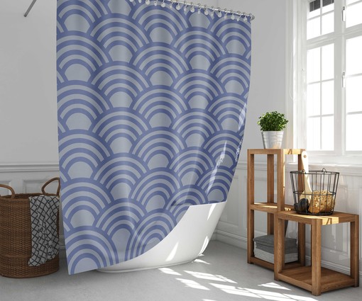 Japanese Coastal Beach Shower Curtain Set | Ocean Theme Bath Decor | Housewarming Gift