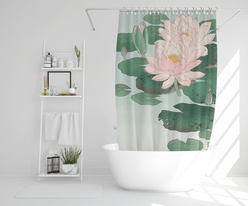 Japanese Lotus Art Flower Disney Shower Curtain - Vintage Bathroom Zen Print Decor with Artistic and Eco-Friendly Design - Image 4