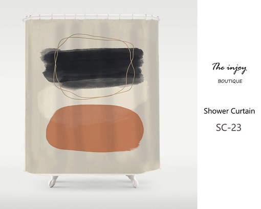 Japanese Style Color Block Shower Curtain, Abstract Art Partitian Curtains, Custom Sizes Available