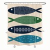 Japanese Style Fish Shower Curtain with Hooks, Waterproof & Washable for Bathtub, Retro Bath Accessory