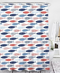 Japanese Style Ocean Fish Shower Curtain | Colorful Underwater Bathroom Decor | Home Set