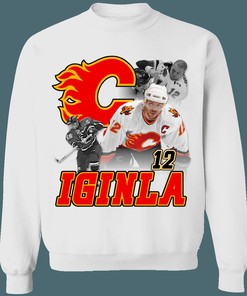 Jarome Iginla Vintage NHL Calgary Flames Hockey Sweatshirt Hoodie T-Shirt