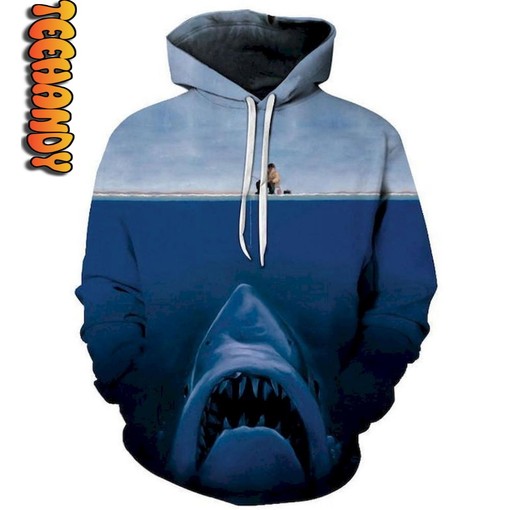 Jaws All Over Print 3D Hoodie Perfect for Shark Lovers with Unique Design