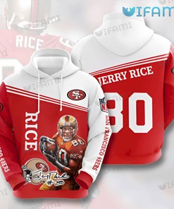 Jerry Rice Signature 80 All Over Print 3D Hoodie - San Francisco 49ers Gift