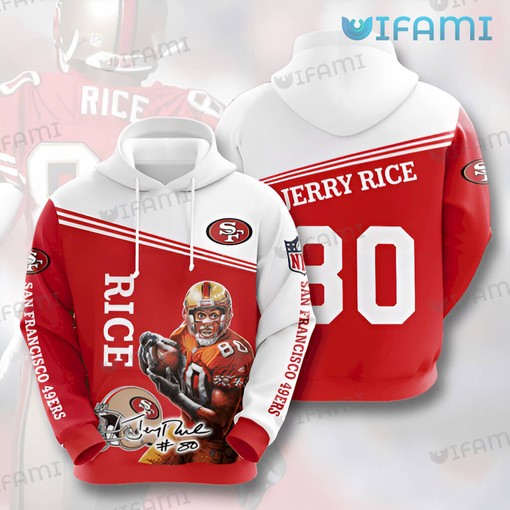 Jerry Rice Signature 80 All Over Print 3D Hoodie - San Francisco 49ers Gift