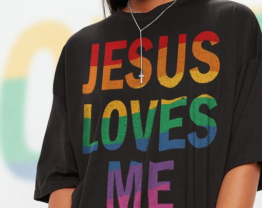 Jesus Loves All Shirt - Movie Shirts for Women for PRIDE Months with Love Symbol - Image 2