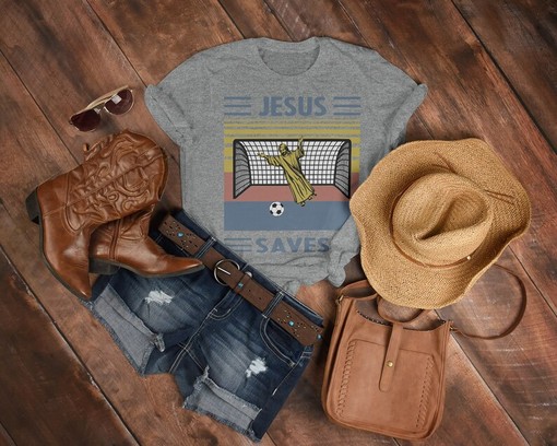 Jesus Saves - Vintage Religion Gift Tee for Men - Image 3