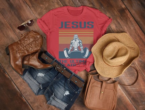 Jesus The Ultimate Deadlifter Unisex Tee - Classic Vintage Religion - Image 2