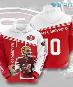 Jimmy Garoppolo 3D Hoodie - White and Red San Francisco 49ers Edition