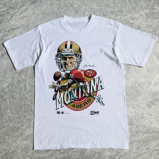 Joe Montana San Francisco 49ers NFL Caricature Vintage Style Sweatshirt T-shirt Ideal Gift for Fans - Retro NCAA Shirts