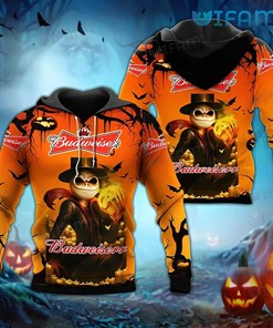 Join the Halloween Party with a 3D Jack Skellington Pumpkin Budweiser Hoodie