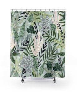 Jungle Shower Curtain, Exotic Art Print, Botanical Bathroom Decor, Housewarming Gift